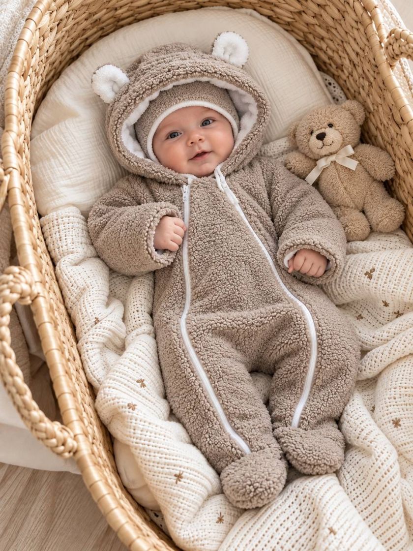 ❤ Зимовий комбінезон з шапочкою барашек, 0-3 міс. Колір - Молочний шоколад (#17335623) ✓ Anna Konvert