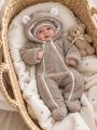 ❤ Зимовий комбінезон з шапочкою барашек, 0-3 міс. Колір - Молочний шоколад (#17335623) ✓ Anna Konvert
