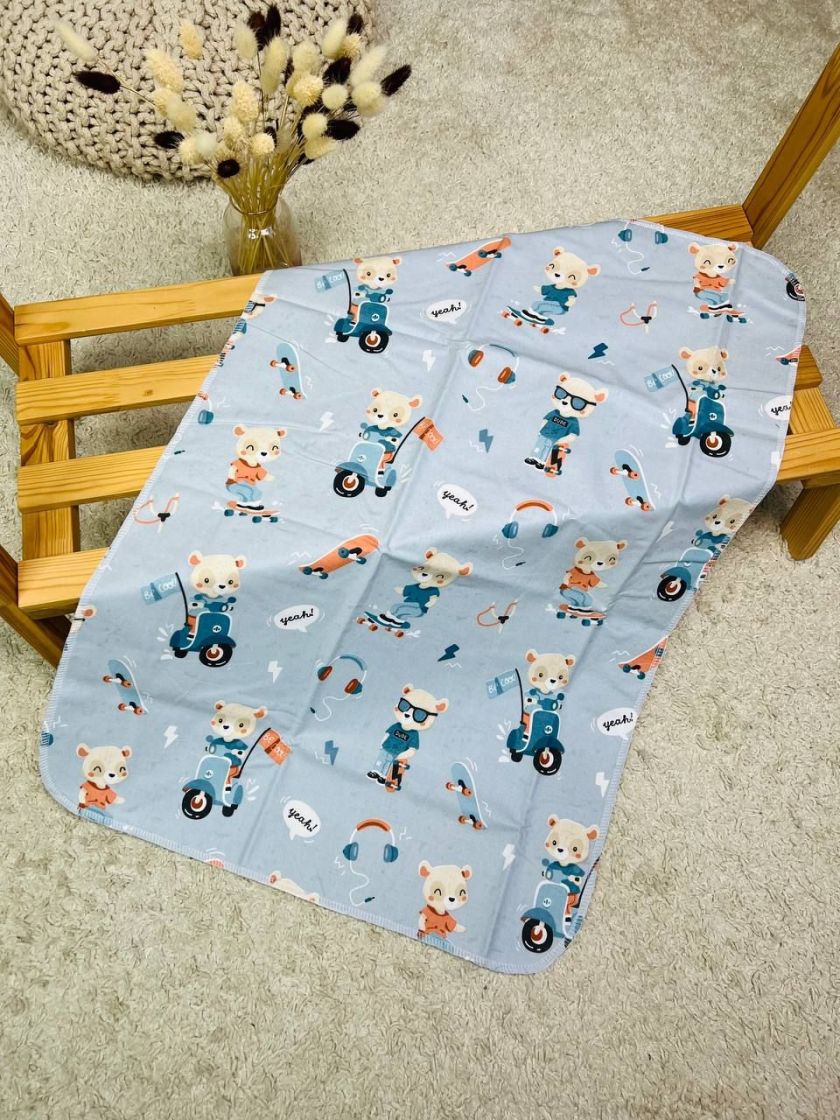 ❤ Пелюшки непромакаючі 80*50см. Принт - ведмідь на мотоциклі, на синьому (#72481405) ✓ Anna Konvert
