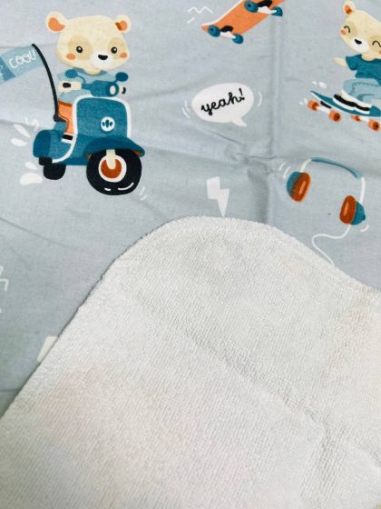 ❤ Пелюшки непромакаючі 80*50см. Принт - ведмідь на мотоциклі, на синьому (#72481405) ✓ Anna Konvert 2