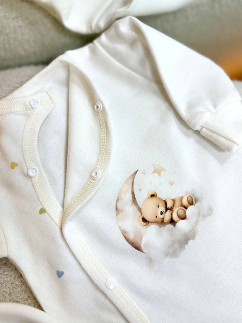 ❤ Чоловічок з шапочкою, байка, Smile. Принт - Ведмедик на місяці, зірочки. Розмір - 62 (#61220224) ✓ Anna Konvert