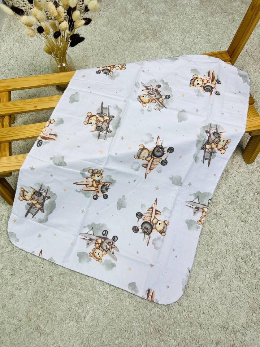 ❤ Пелюшки непромакаючі 80*50см. Принт - Ведмідь на літаку, сірий (#77671381) ✓ Anna Konvert
