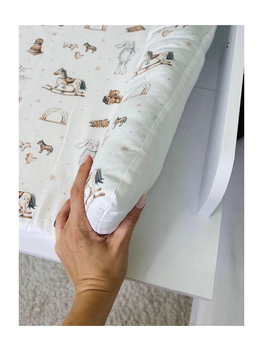 ❤ Матрасик у пеленатор, на блискавці, поролон з'ємний, 55см на 70см. Принт - Іграшки, молочний однотон (#86573120) ✓ Anna Konver