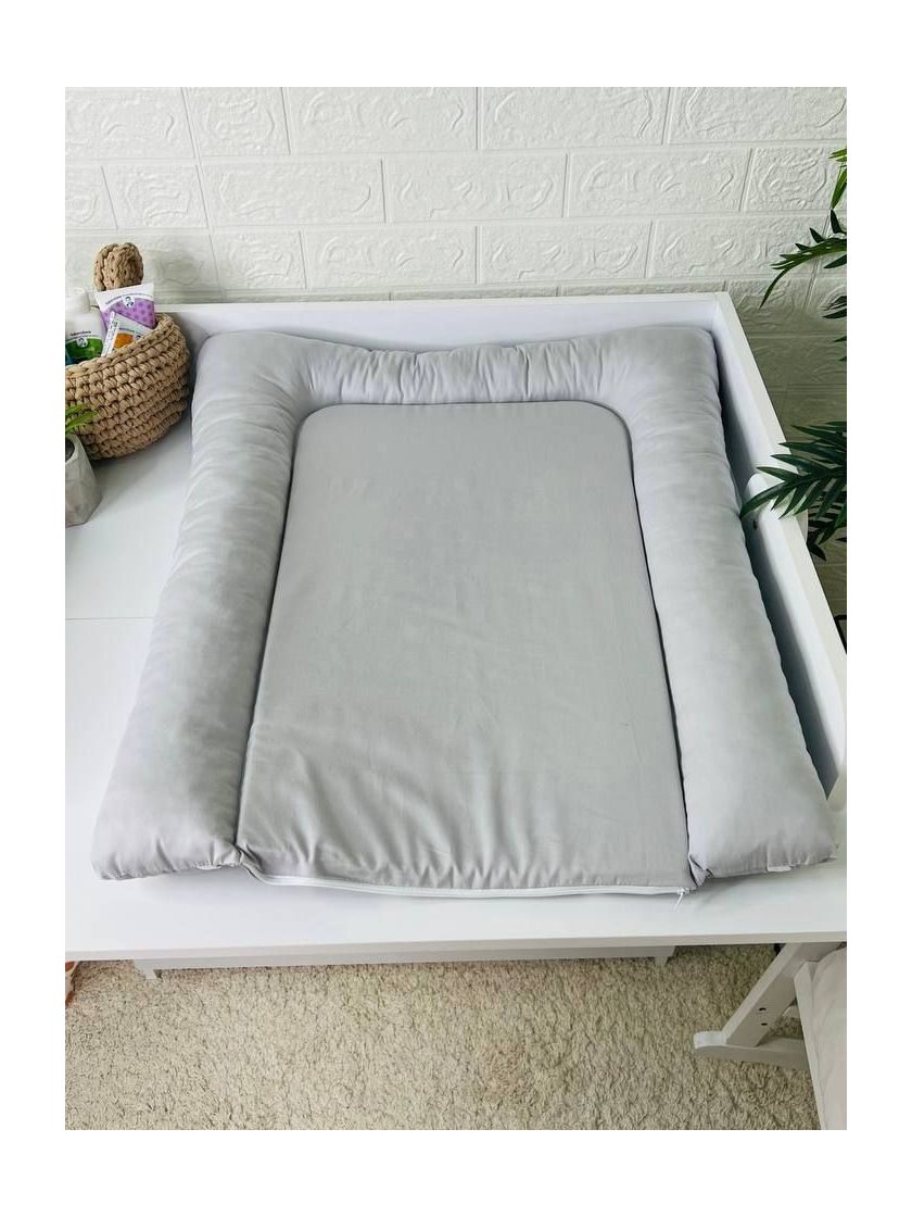 ❤ Матрасик у пеленатор, на блискавці, поролон з'ємний, 55см на 70см. Принт - Серця сірі, сірий однотон (#40667004) ✓ Anna Konver