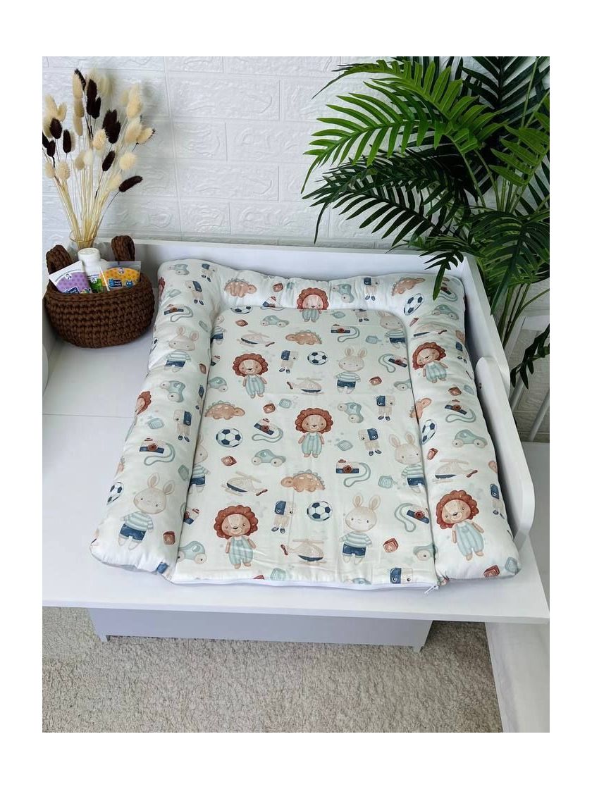 ❤ Матрасик у пеленатор, на блискавці, поролон з'ємний, 55см на 70см. Принт - Левеня в штанцях, сірий однотон (#89911347) ✓ Anna 