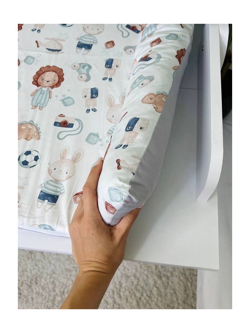 ❤ Матрасик у пеленатор, на блискавці, поролон з'ємний, 55см на 70см. Принт - Левеня в штанцях, сірий однотон (#89911347) ✓ Anna 