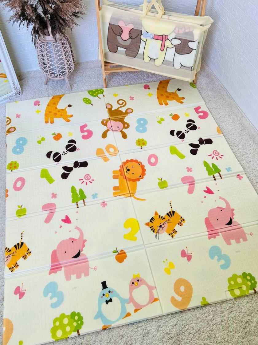 ❤ Килимок ігровий (ТЕРМО) 2-х сторонній EVA 180х120х0.8см, в сумці. Принт - Пінгвін/жираф ростомер (#31453825) ✓ Anna Konvert