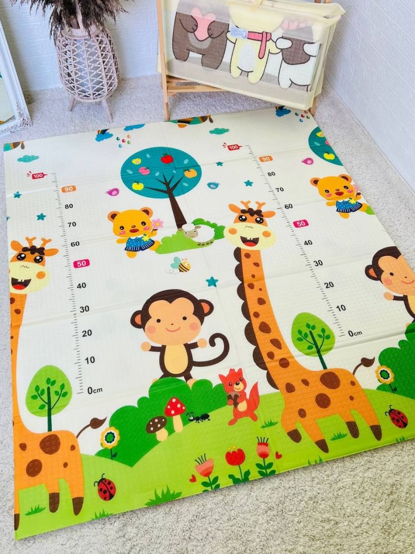 ❤ Килимок ігровий (ТЕРМО) 2-х сторонній EVA 180х120х0.8см, в сумці. Принт - Пінгвін/жираф ростомер (#31453825) ✓ Anna Konvert