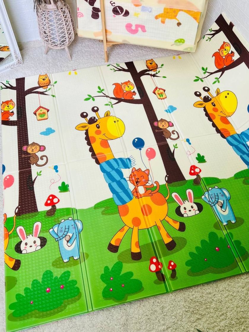 ❤ Килимок ігровий (ТЕРМО) 2-х сторонній EVA 180х150х0.8см, в сумці. Принт - Білка/квадрати, звірі (#79345418) ✓ Anna Konvert