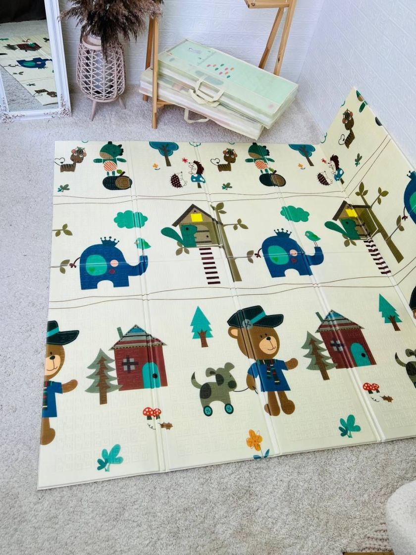 ❤ Килимок ігровий (ТЕРМО) 2-х сторонній EVA в сумці 180х200х0.8см. Принт - Ведмедик поліцейський/Будиночок (#75804677) ✓ Anna Ko