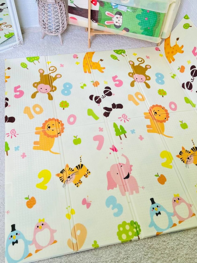 ❤ Килимок ігровий (ТЕРМО) 2-х сторонній EVA в сумці 180х200х0.8см. Принт - Пінгвін/жираф ростомер (#81354170) ✓ Anna Konvert