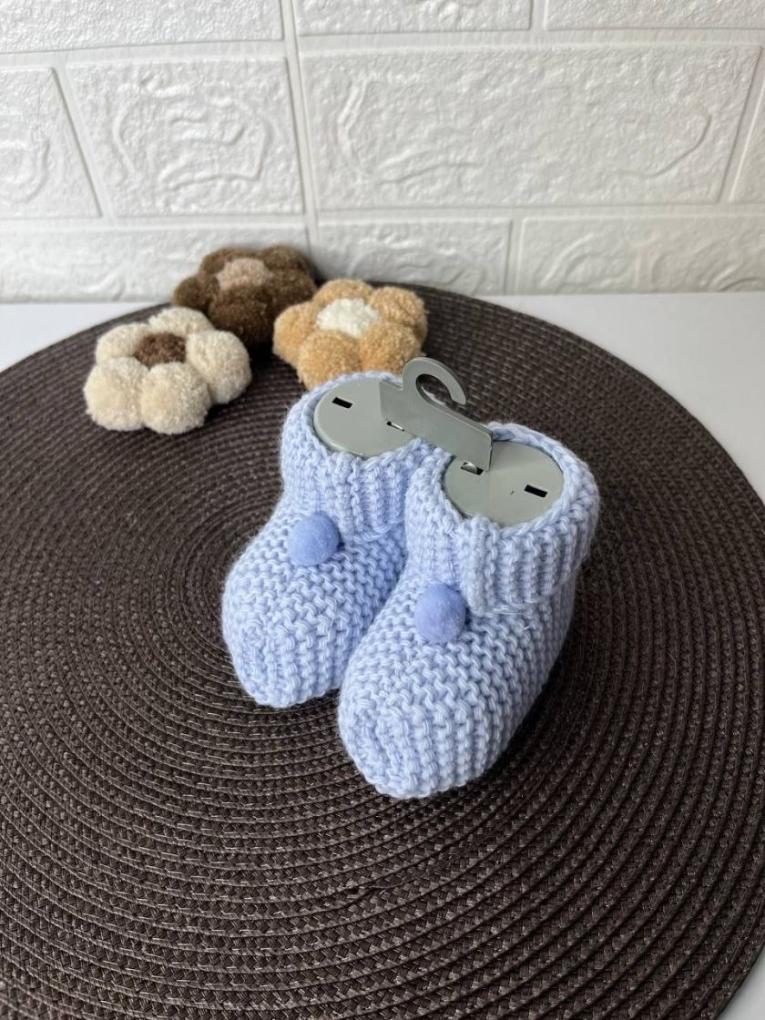 ❤ Пінетки в'язка. Колір - Блакитний. Тип - Бубон (#90991700) ✓ Anna Konvert