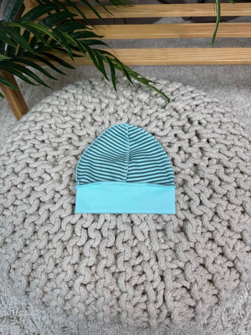 ❤ Шапочка зовнішні шви, 0-1 міс. Колір - М'ятна в смужку (#15392660) ✓ Anna Konvert