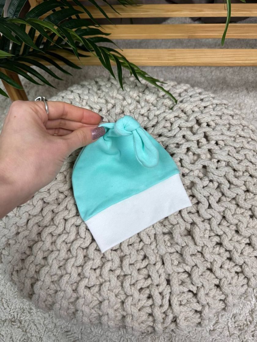 ❤ Шапочка вузлик, 0-3 міс. Колір - М'ятний (#99692389) ✓ Anna Konvert