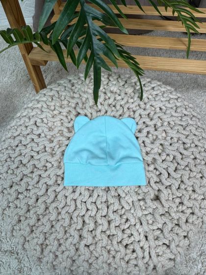 ❤ Шапочка вушка, 0-3міс. Колір - Блакитна. Матеріал - Інтерлок (#0516) ✓ Anna Konvert 2