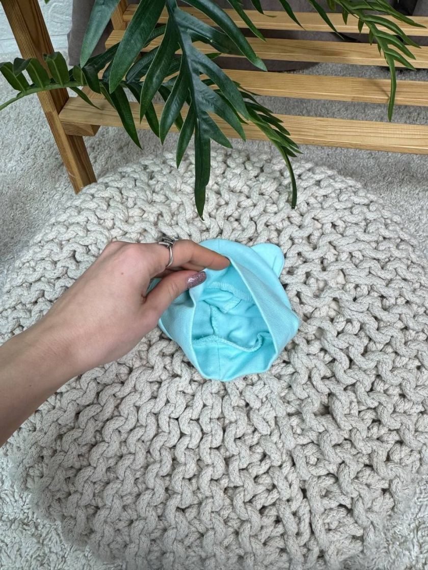 ❤ Шапочка вушка, 0-3міс. Колір - Блакитна. Матеріал - Інтерлок (#0516) ✓ Anna Konvert