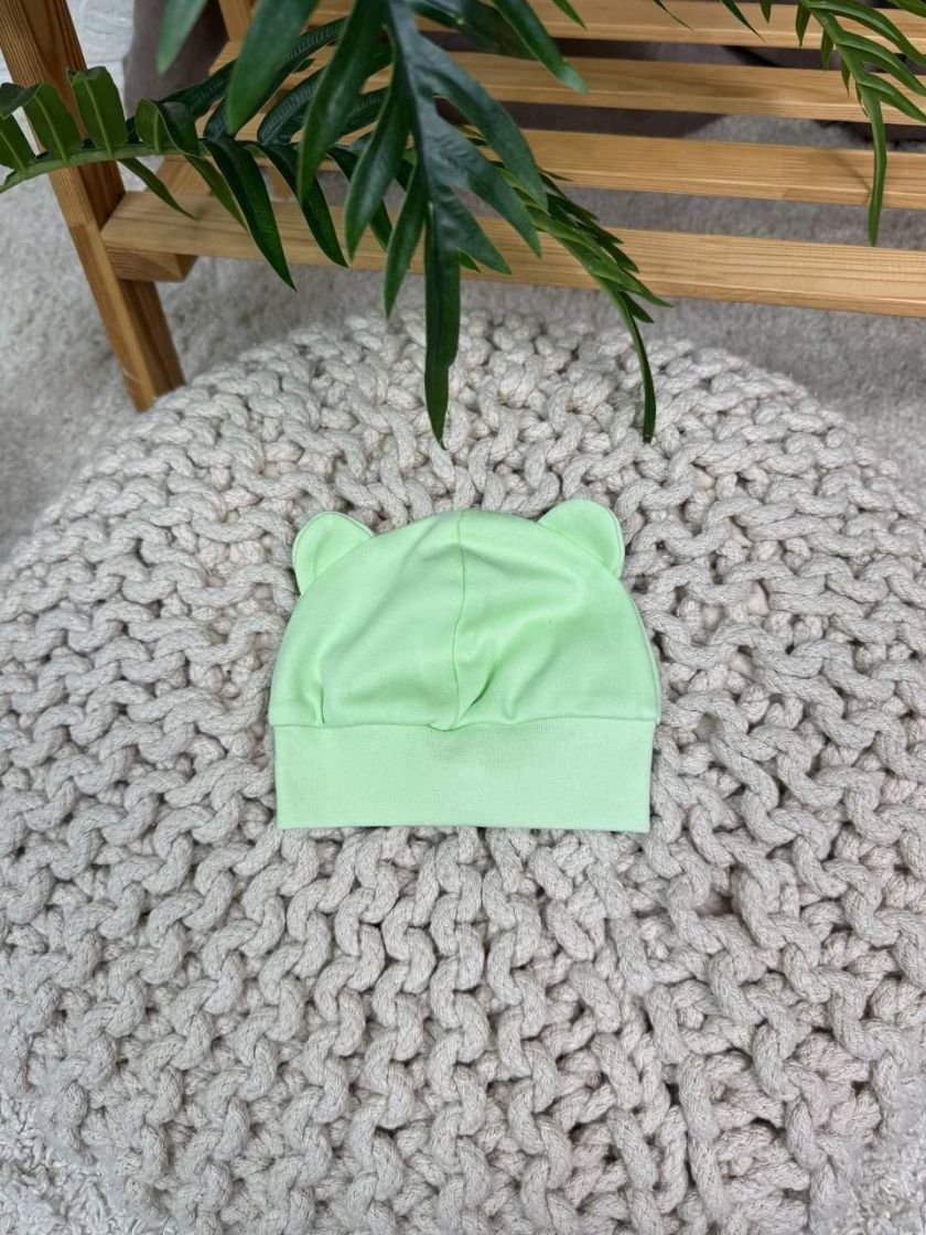 ❤ Шапочка вушка, 0-3міс. Колір - Салатовий. Матеріал - Інтерлок (#70087375) ✓ Anna Konvert