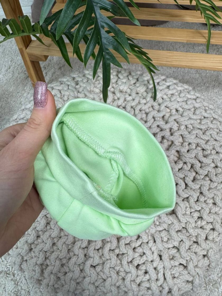 ❤ Шапочка вушка, 0-3міс. Колір - Салатовий. Матеріал - Інтерлок (#70087375) ✓ Anna Konvert