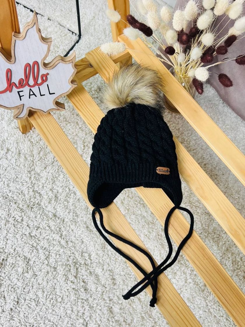 ❤ Шапка зимова, 1-3 роки. Колір - Чорний (#0437) ✓ Anna Konvert