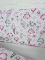 ❤ Бортики-суцільні на 4 боки ліжка, на завʼязках. Принт - Зайка, кулька сердечко рожеве (#96026961) ✓ Anna Konvert