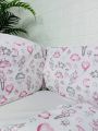 ❤ Бортики-суцільні на 4 боки ліжка, на завʼязках. Принт - Зайка, кулька сердечко рожеве (#96026961) ✓ Anna Konvert