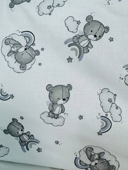 ❤ Бортики-суцільні на 4 боки ліжка, на завʼязках. Принт - Ведмедикі сплячі, невзрачні сірі (#17401360) ✓ Anna Konvert 2