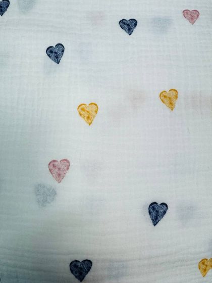 ❤ Пелюшки муслінові чотирьохшарові, жатка. Принт - Сердечка різні, пастельні. Розмір - 70*100см (#39670404) ✓ Anna Konvert 2