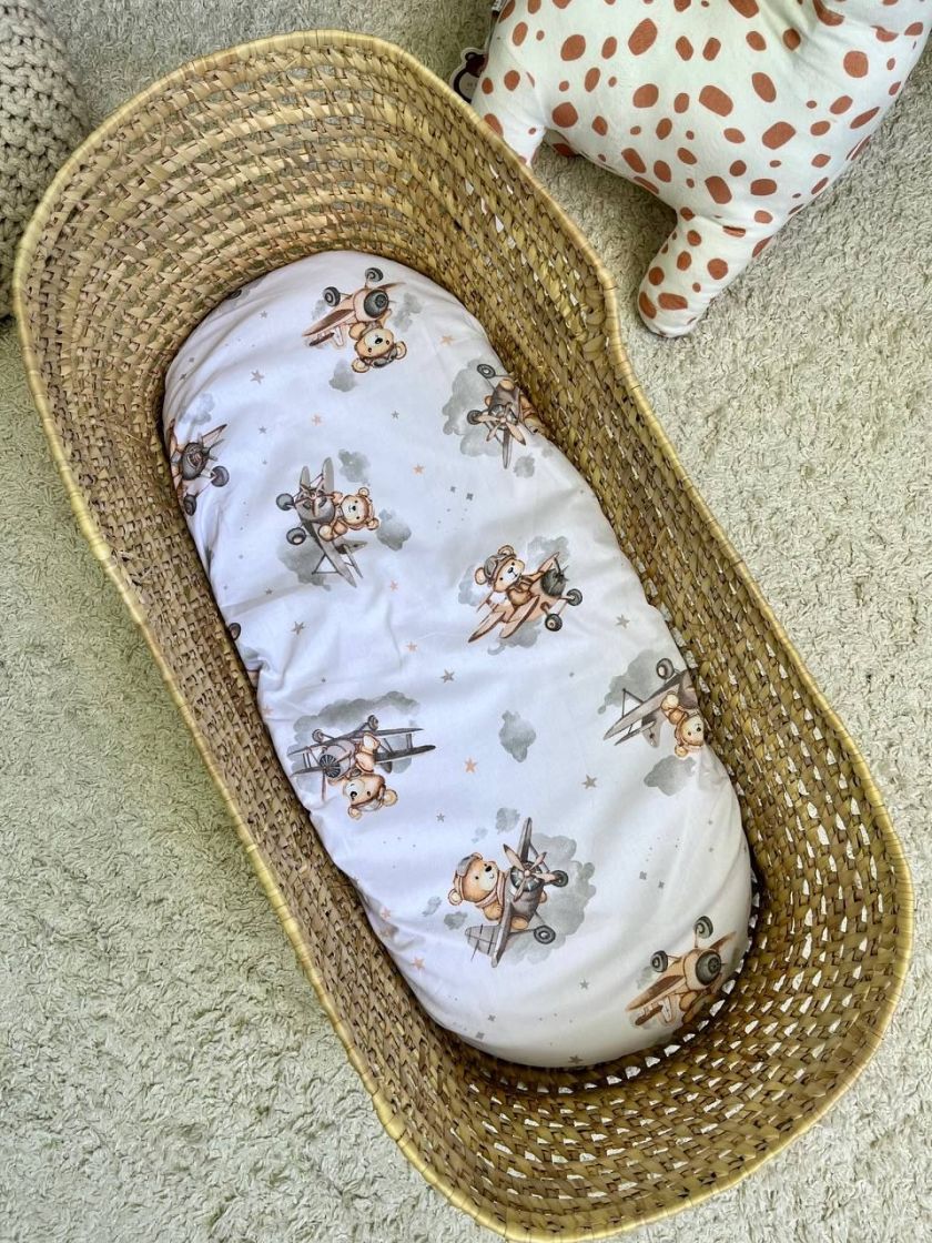 ❤ Простирадло непромакаюче у візочок на гумці. Принт - Ведмідь на літаку, сірий (#33291079) ✓ Anna Konvert