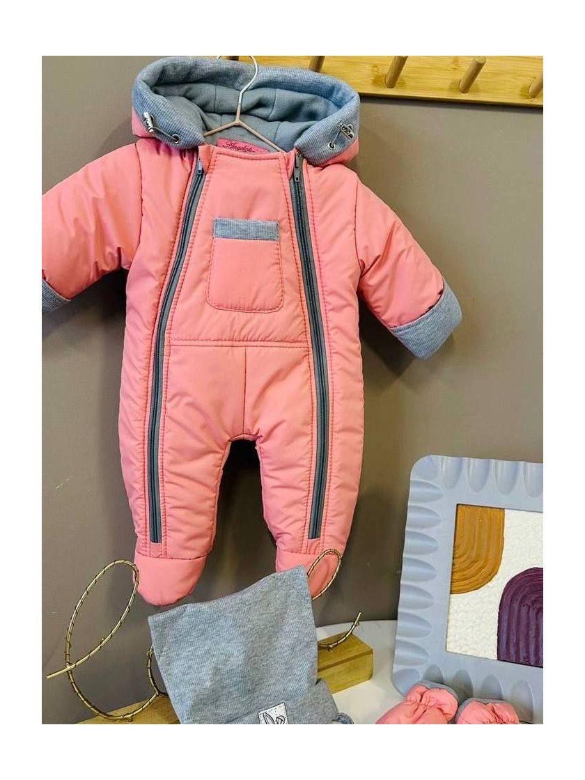 ❤ Демісезонний комбінезон "Міні", з шапкою та рукавицями. Колір - Рожевий. Розмір - 3-6 (#80438328) ✓ Anna Konvert