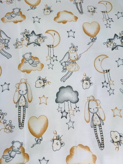 ❤ Змінна дитяча постіль, розмір підковдри 140 см на 110 см. Принт - Зайка, кулька сердечко бежеве (#1387413) ✓ Anna Konvert 2