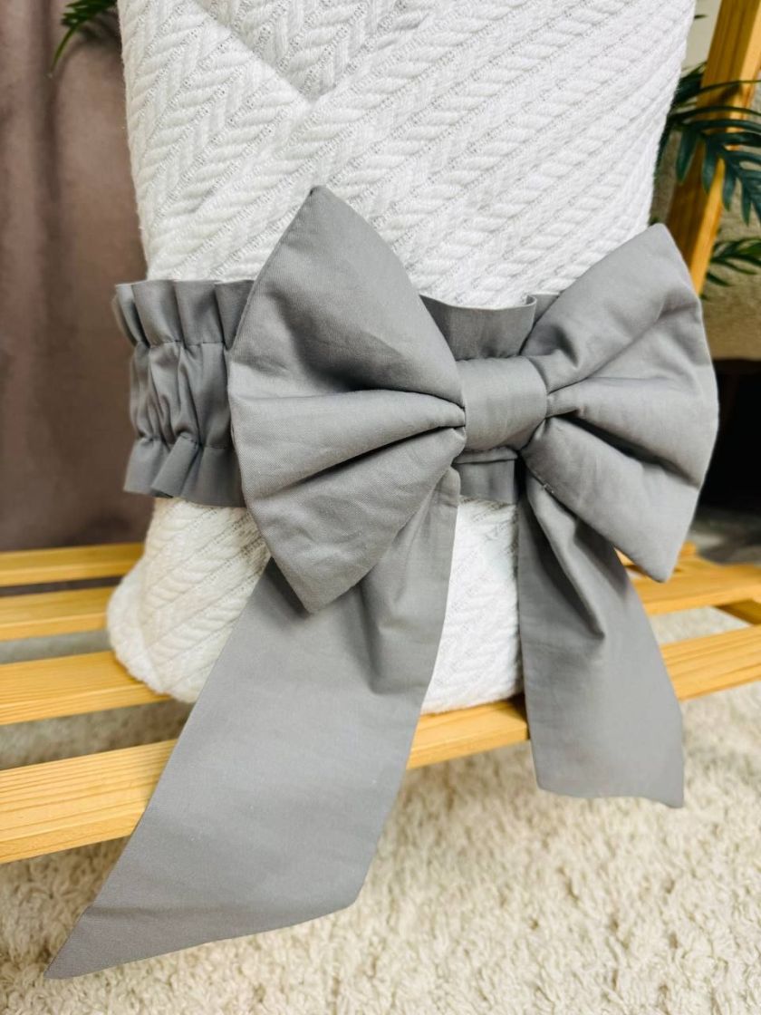 ❤ Демісезонний конверт плед на виписку, Плетіння, 80*80см. Колір - Білий, з сірим бантиком (#26095325) ✓ Anna Konvert