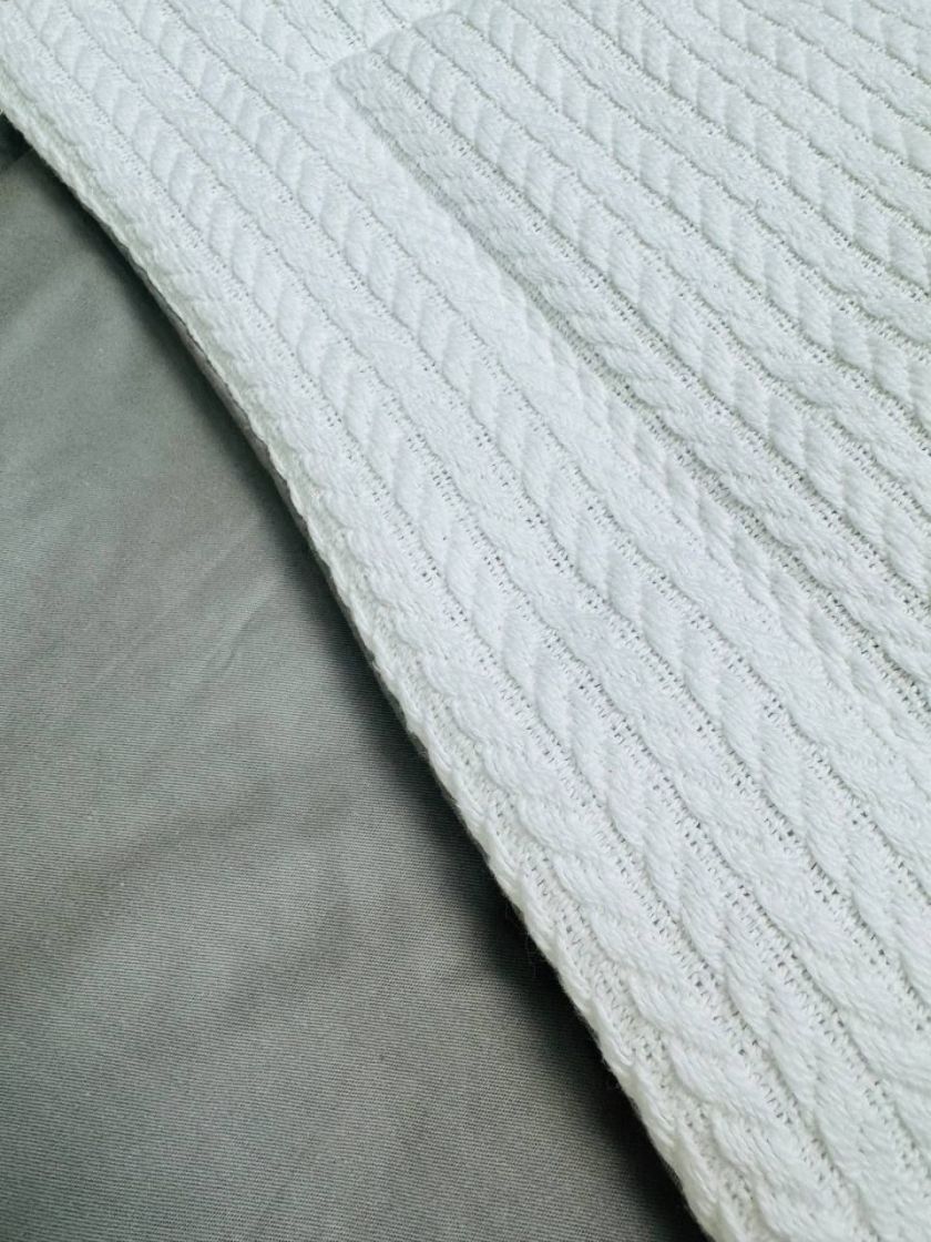 ❤ Демісезонний конверт плед на виписку, Плетіння, 80*80см. Колір - Білий, з сірим бантиком (#26095325) ✓ Anna Konvert