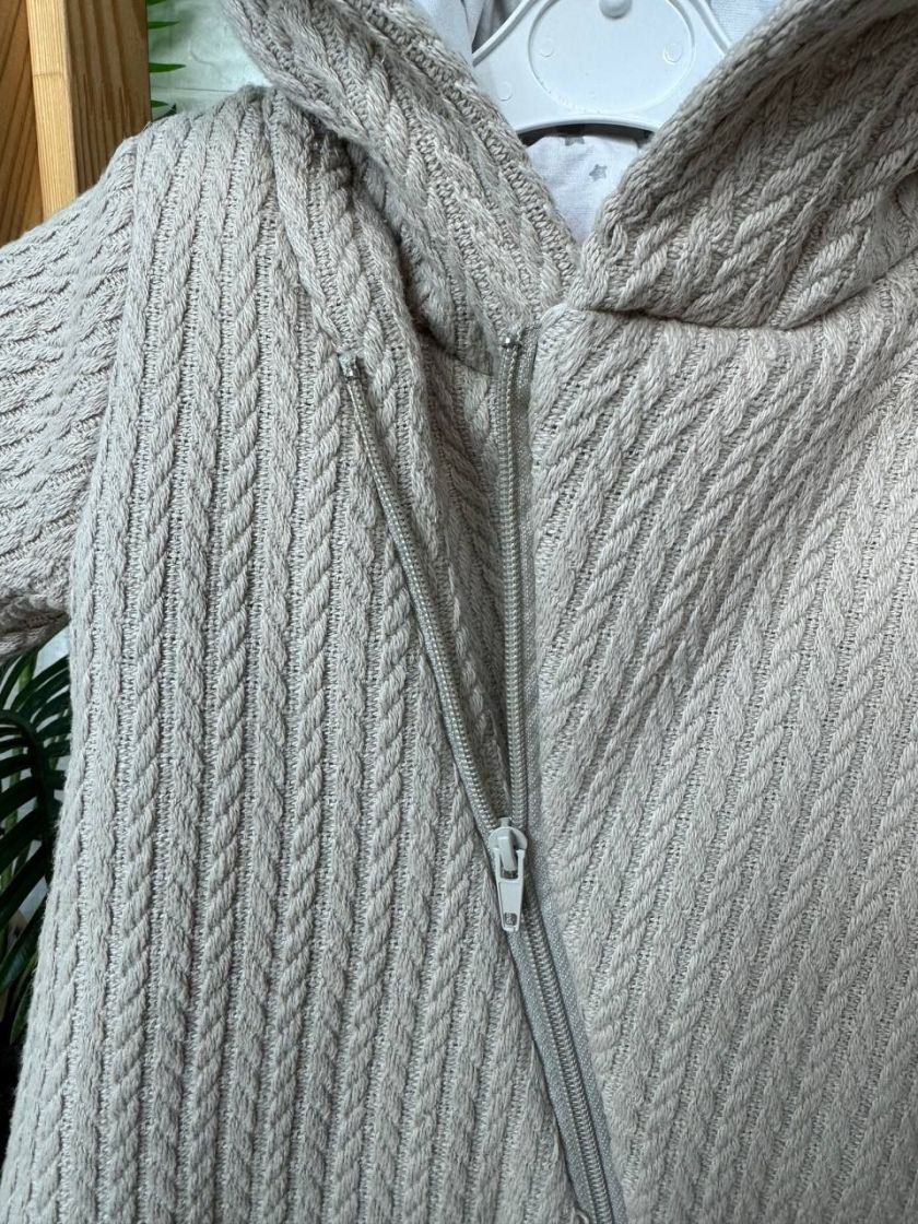 ❤ Демісезонний комбінезон з шапочкою, Косичка з бавовняною підкладкою, 0-4 міс. Колір - Бежевий (#57241190) ✓ Anna Konvert