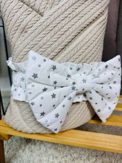 ❤ Демісезонний конверт плед на виписку, Косичка, 80*80см. Колір - Бежевий, з білим бантиком у зірочку (#0179) ✓ Anna Konvert 2