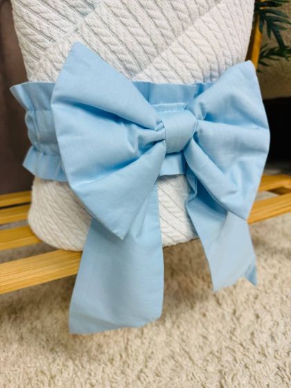 ❤ Демісезонний конверт плед на виписку, Плетіння, 80*80см. Колір - Білий, з блакитним бантиком (#0183) ✓ Anna Konvert 2