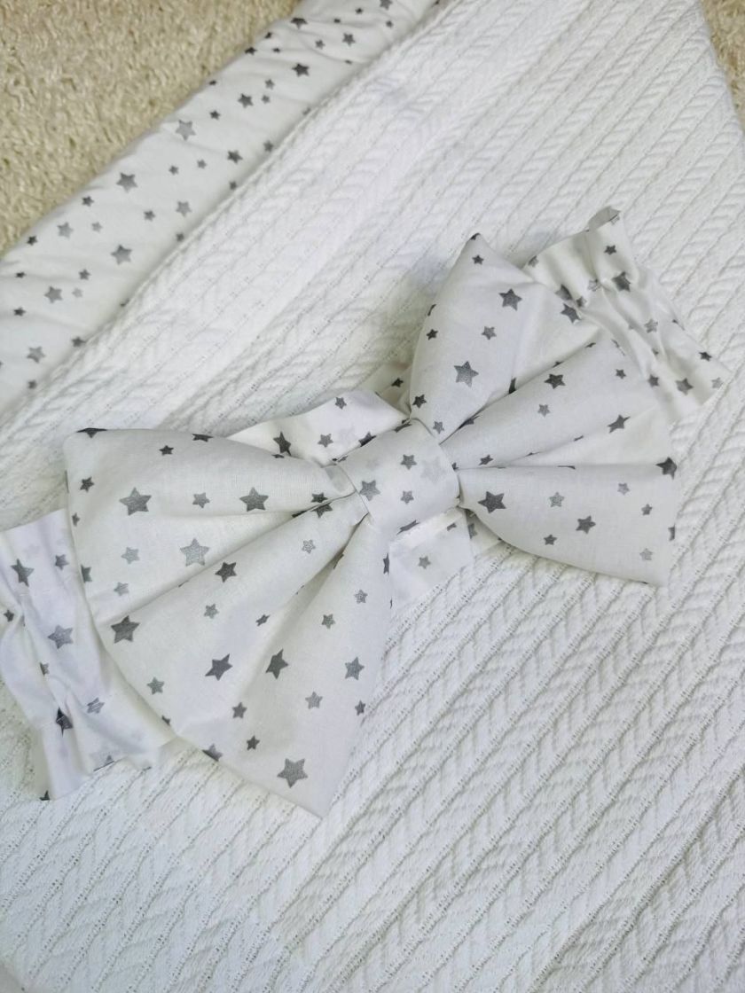 ❤ Демісезонний конверт плед на виписку, Косичка, 80*80см. Колір - Білий, з білим бантиком у зірочку (#44200703) ✓ Anna Konvert