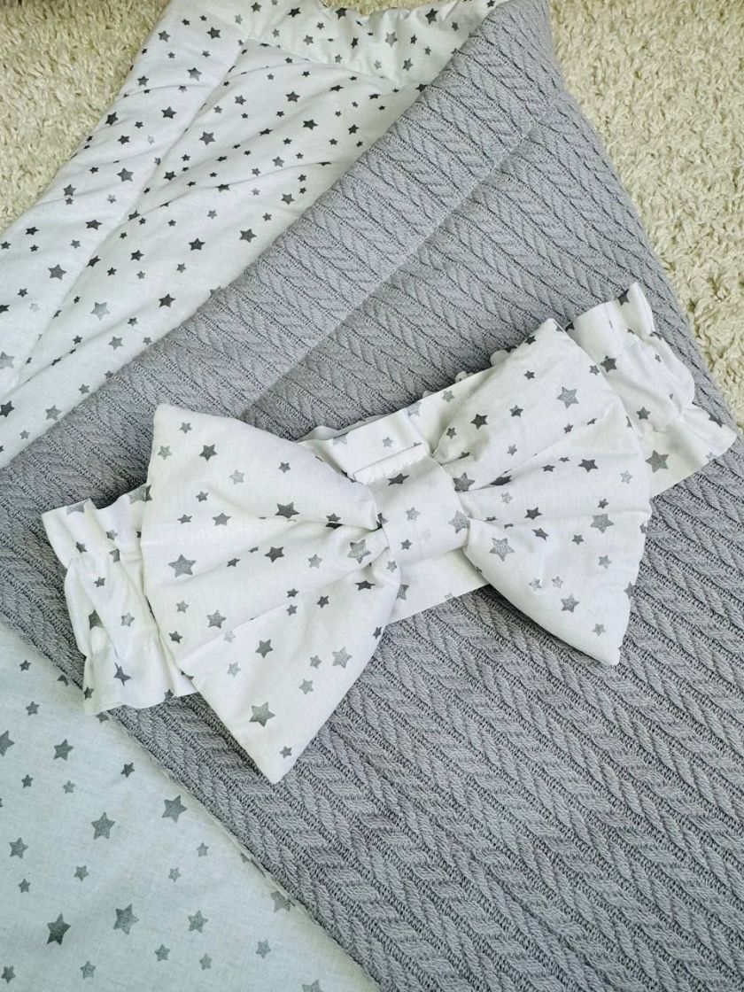 ❤ Демісезонний конверт плед на виписку, Косичка, 80*80см. Колір - Сірий, з білим бантиком у зірочку (#97222490) ✓ Anna Konvert