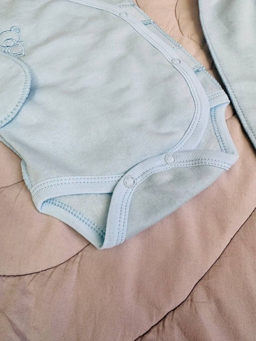 ❤ Комплект 3ка з боді, байка 56р. Принт - Блакитний однотон (#0253) ✓ Anna Konvert