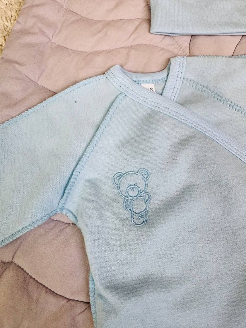 ❤ Комплект 3ка з боді, байка 56р. Принт - Блакитний однотон (#0253) ✓ Anna Konvert