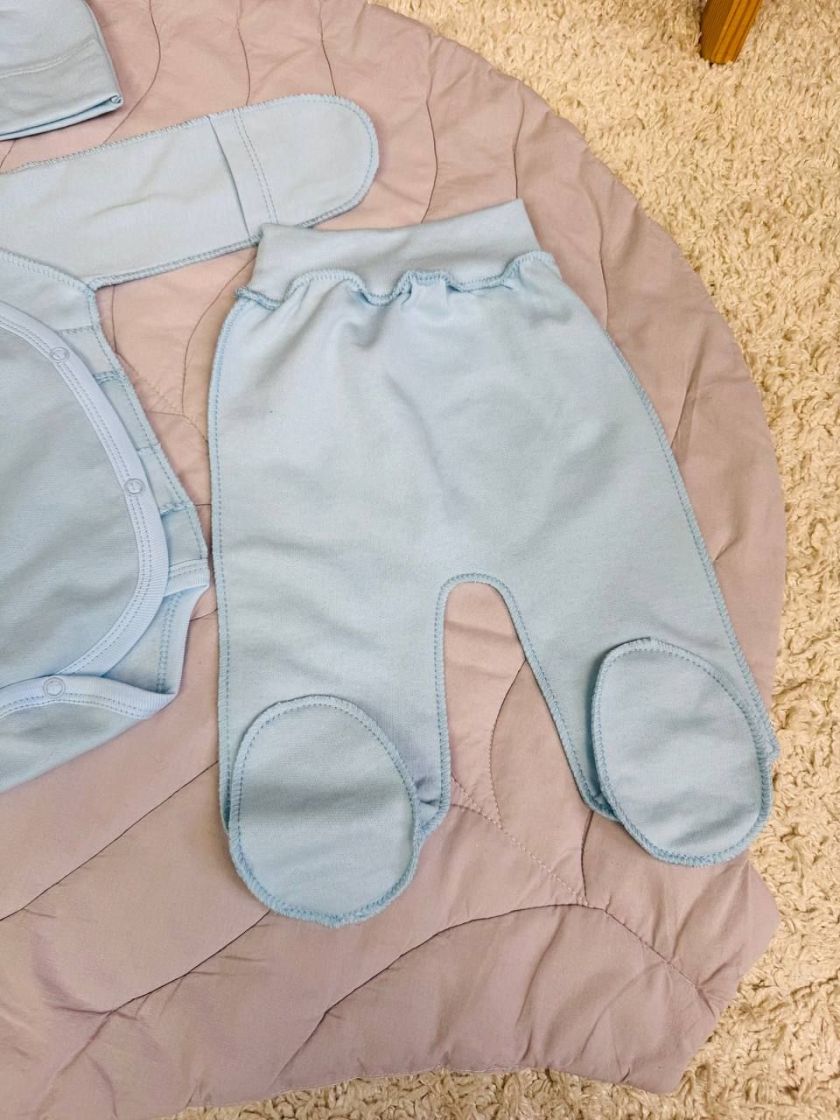 ❤ Комплект 3ка з боді, байка 56р. Принт - Блакитний однотон (#0253) ✓ Anna Konvert