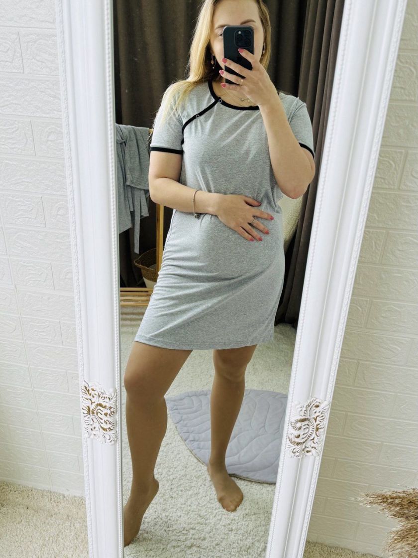 ❤ Сорочка для годування на кнопках. Колір - З чорним кантиком. Розмір - 44 (#97143386) ✓ Anna Konvert