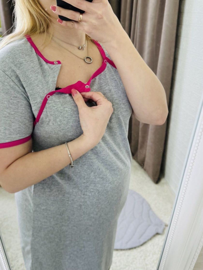 ❤ Сорочка для годування на кнопках. Колір - З рожевим кантиком. Розмір - 46 (#78460825) ✓ Anna Konvert