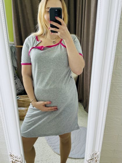 ❤ Сорочка для годування на кнопках. Колір - З рожевим кантиком. Розмір - 46 (#78460825) ✓ Anna Konvert 2