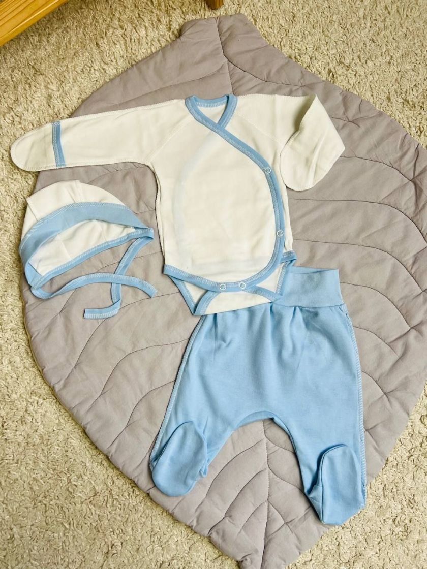 ❤ Комплект 3ка з боді Кантик. Колір - Блакитний. Розмір - 56см (#3188728) ✓ Anna Konvert