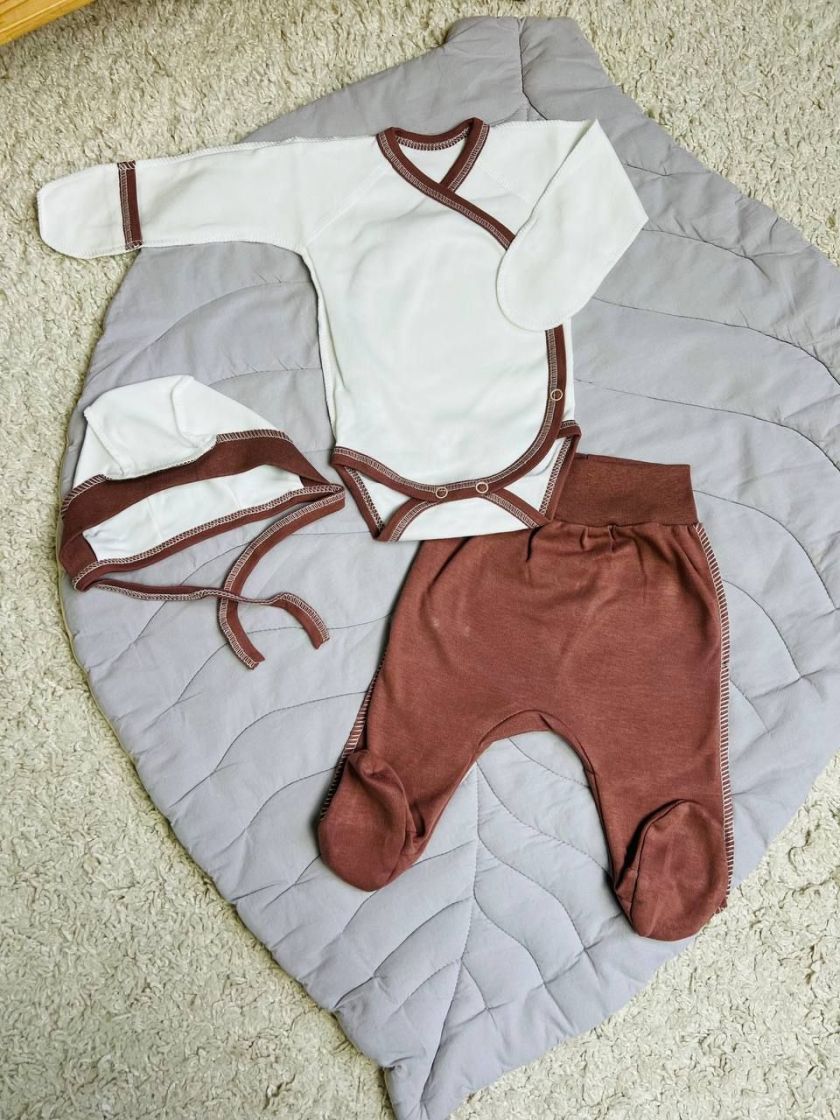 ❤ Комплект 3ка з боді Кантик. Колір - Шоколадний. Розмір - 56см (#65656936) ✓ Anna Konvert