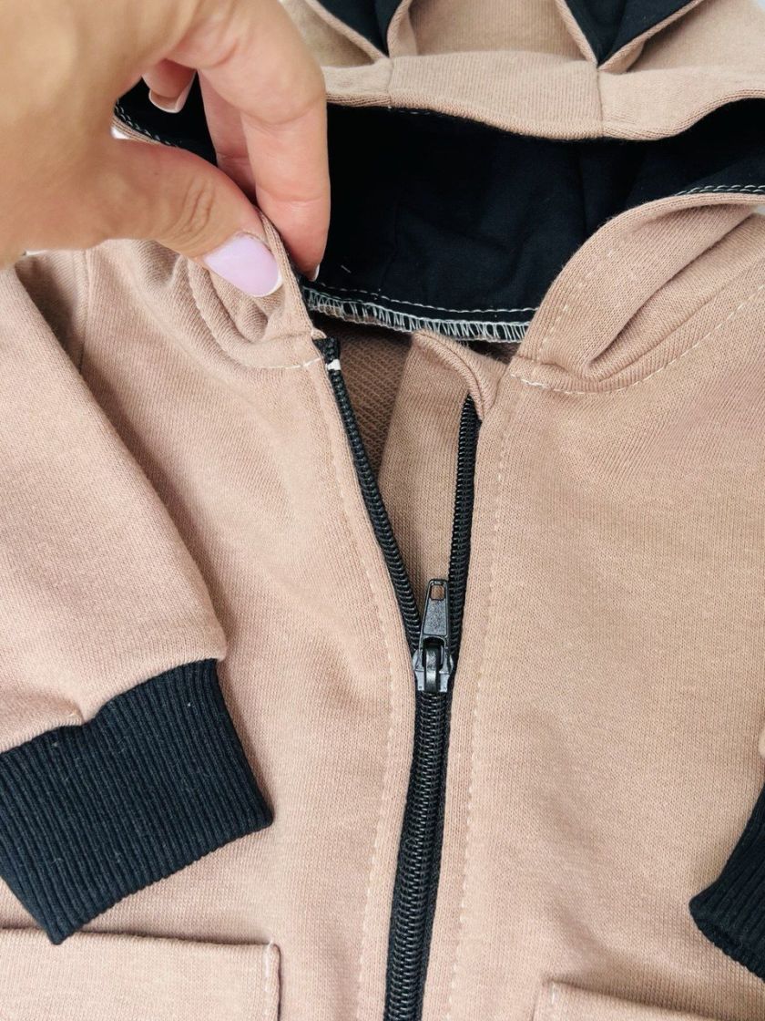 ❤ Ромпер з капюшоном "Вушка", трьохнитка-петля футер. Колір - Шоколадний зайка. Розмір - 0-3 (#93097890) ✓ Anna Konvert