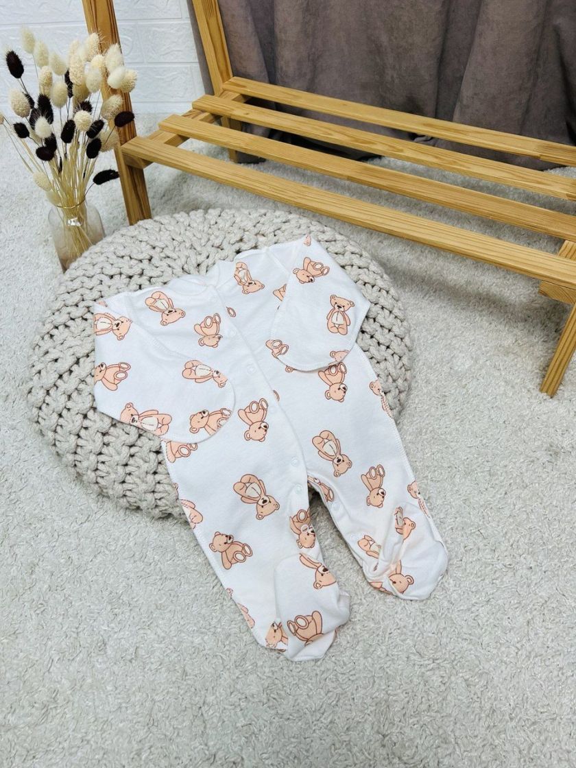 ❤ Чоловічок інтерлок 56-62см. Принт - Ведмедик тедді (#62733689) ✓ Anna Konvert