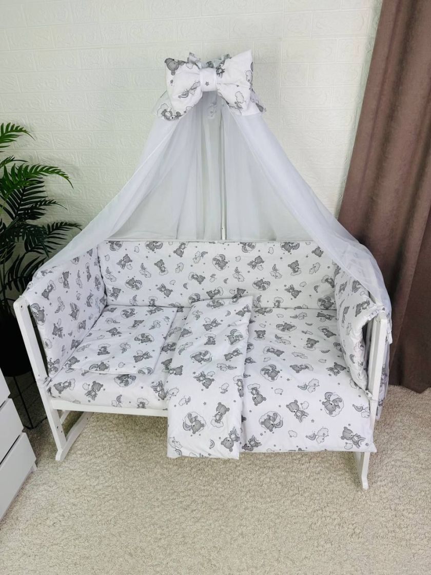 ❤ Набір у ліжко 9в1 суцільні. Принт - Ведмедикі сплячі, невзрачні сірі (#39614371) ✓ Anna Konvert