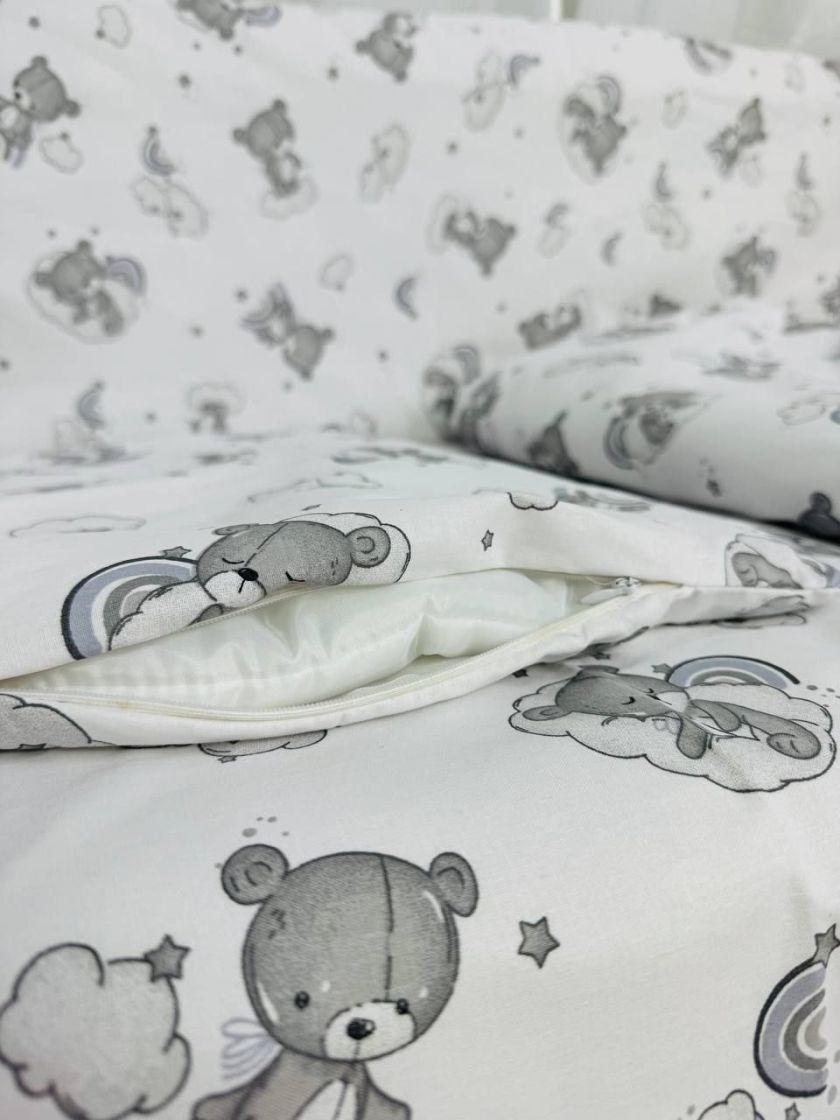 ❤ Набір у ліжко 9в1 суцільні. Принт - Ведмедикі сплячі, невзрачні сірі (#39614371) ✓ Anna Konvert