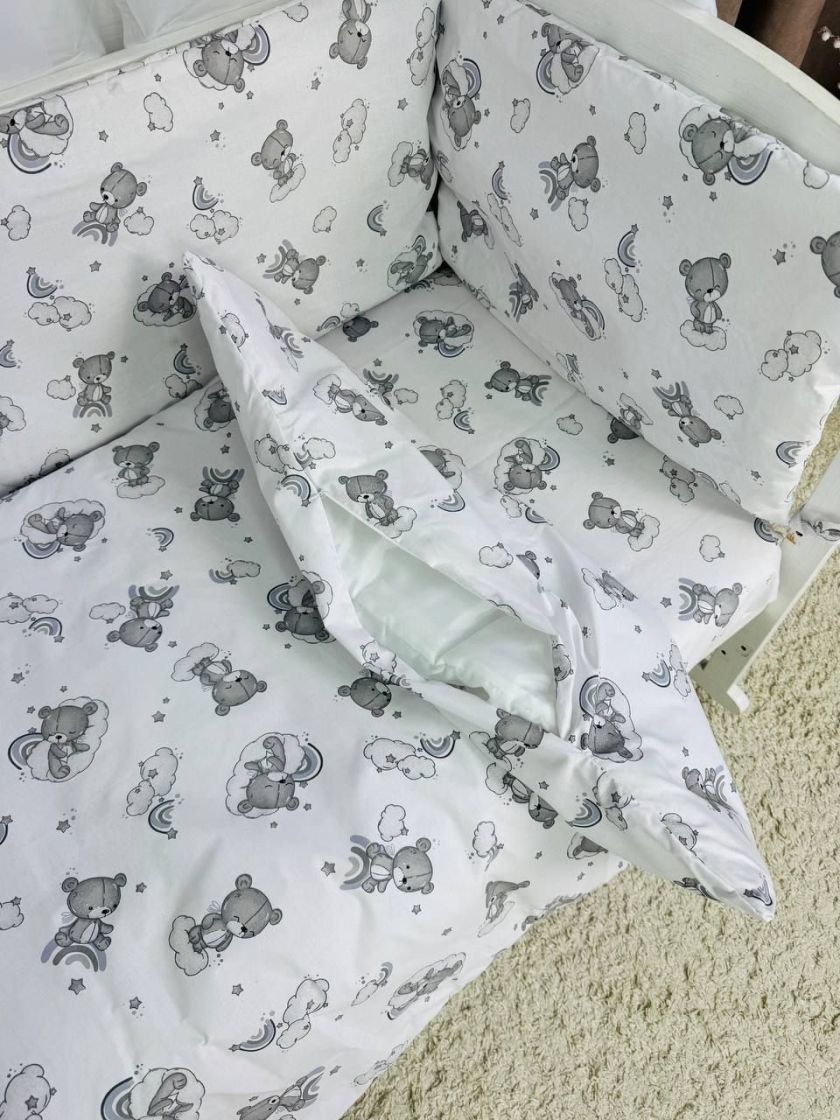 ❤ Набір у ліжко 9в1 суцільні. Принт - Ведмедикі сплячі, невзрачні сірі (#39614371) ✓ Anna Konvert